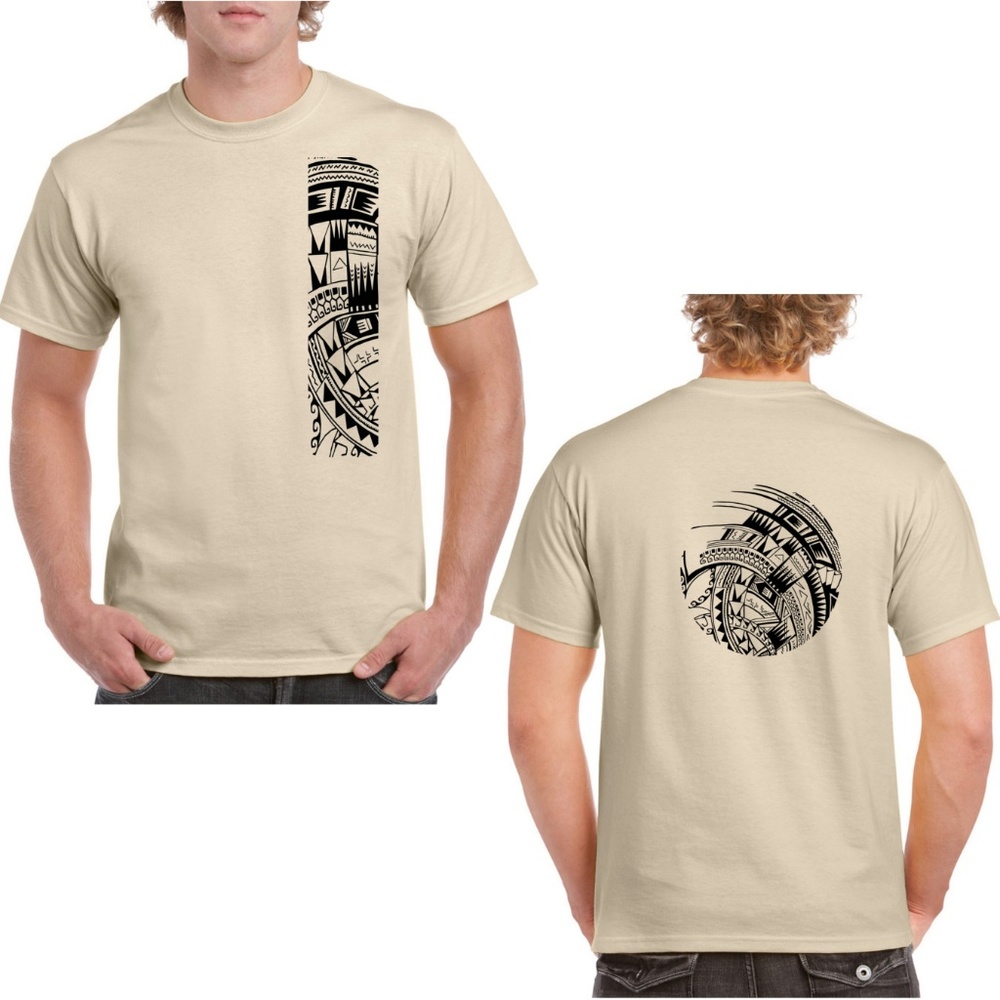 Heavy Weight Cotton T Shirt Samoan Tattoo Print